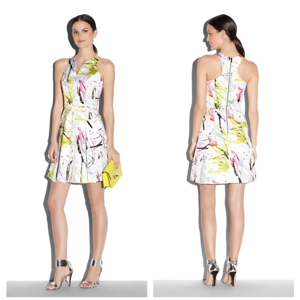 Milly scribble-print racerback A-line dress Size 2 New with tag white mini short